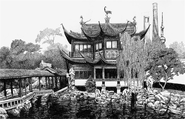 纸本钢笔-豫园涵碧楼-庄根生.jpg