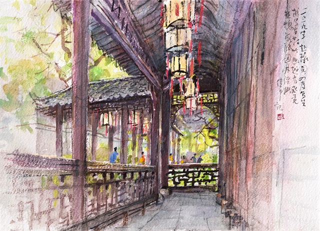 纸本水粉-豫园春色-陈伟中.jpg